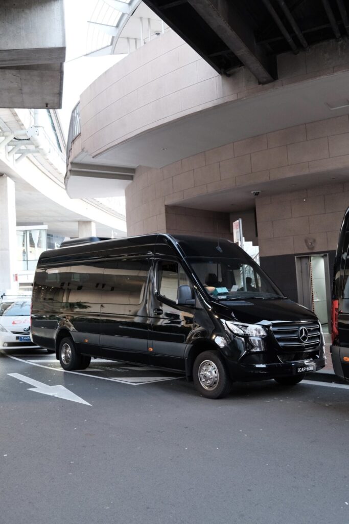 Mercedes Benz Sprinter van airport transfer with professional chauffeur service