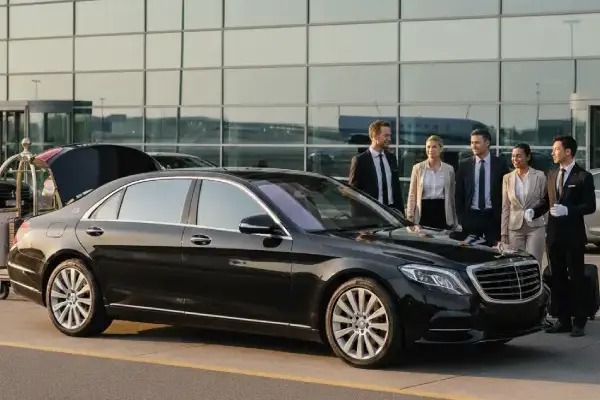 Corporate traveller arriving calmly using chauffeur Brisbane Airport service