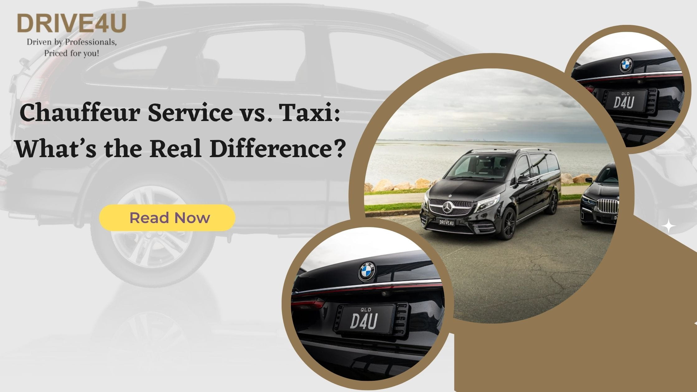 Luxury chauffeur car and taxi side by side comparison